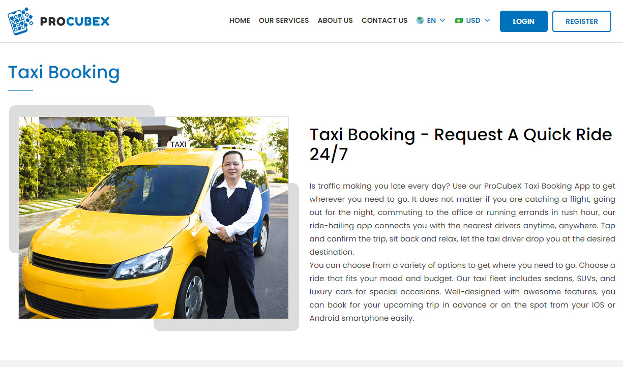 Book a Taxi by panel